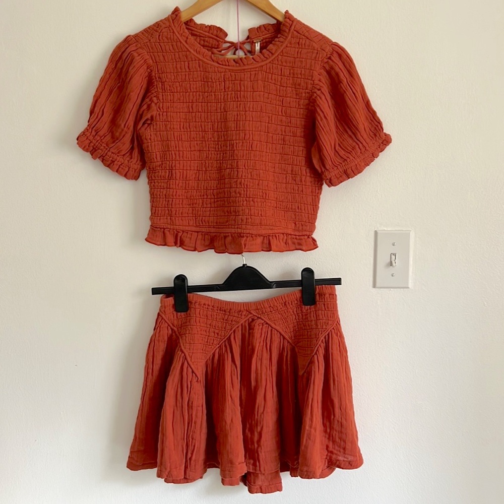 Free People A Sight To See Set Crop Top Shorts Skirt Set NWT - Picture 7 of 17
